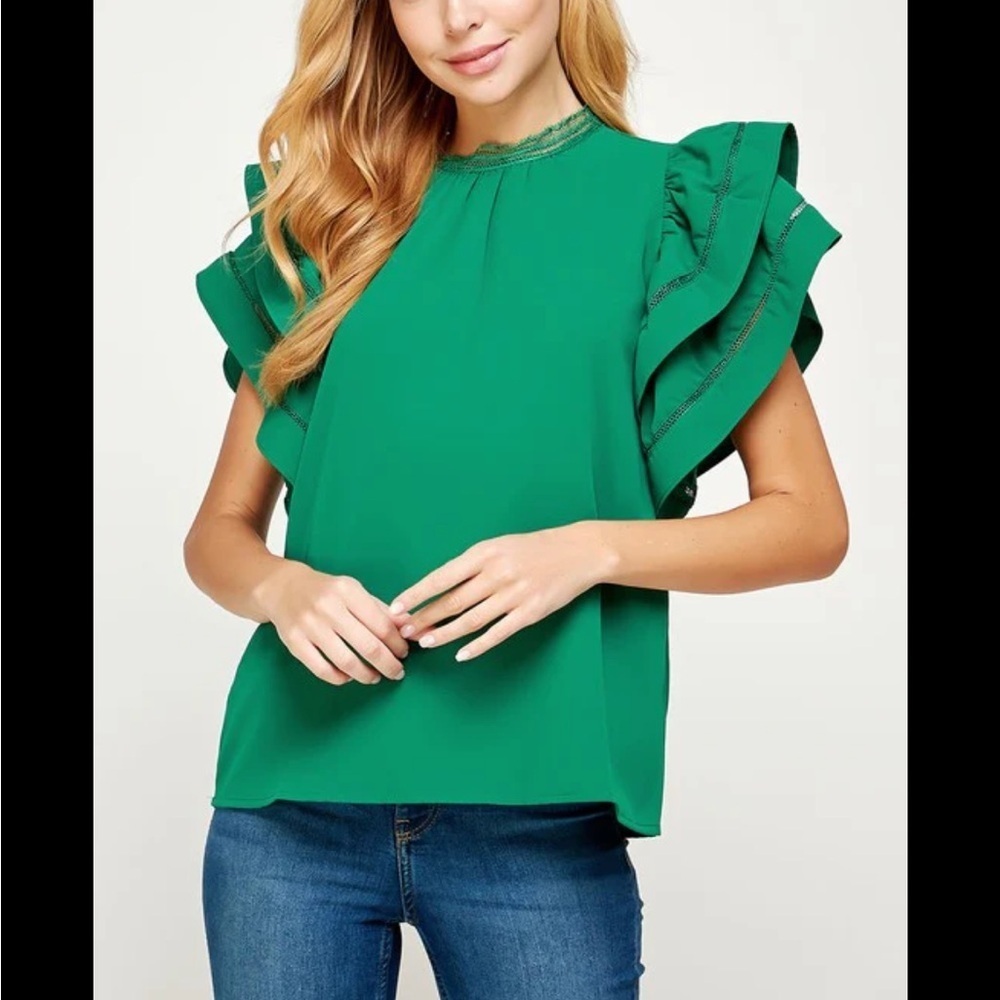 strut and bolt Double layer ruffle sleeve Nlouse. Size S